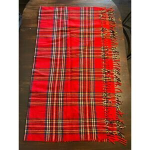 Vintage Fairbo 100% Wool Plaid Blanket Red Throw Stadiums